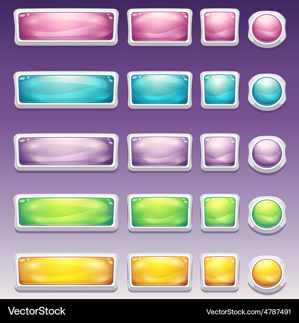 Big set of buttons in glamorous white frame Vector Image