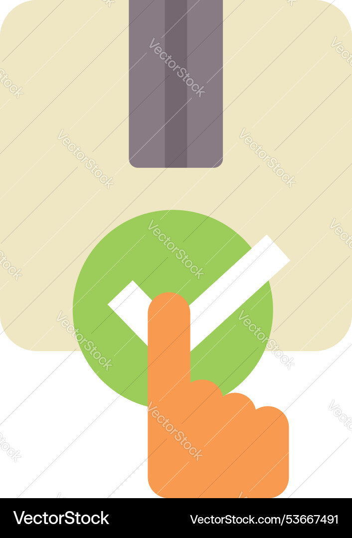 Finger marking completed order on a clipboard Vector Image
