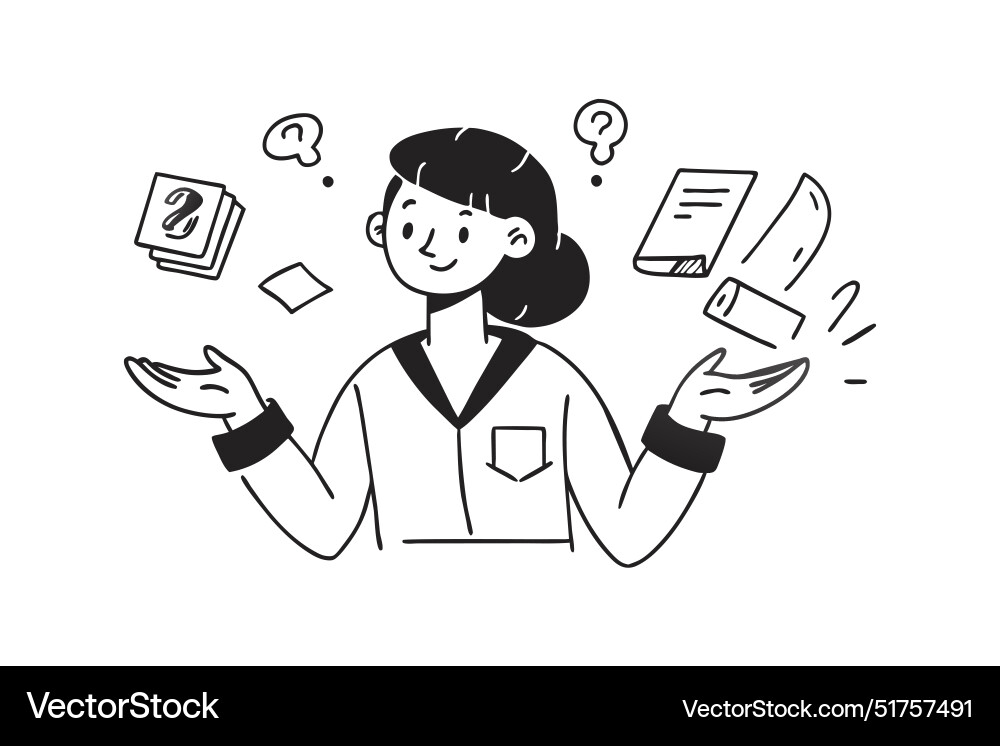 Unternehmerin Frau Hand up doodle line art Unternehmerin Frau Hand up doodle line art vektorbild