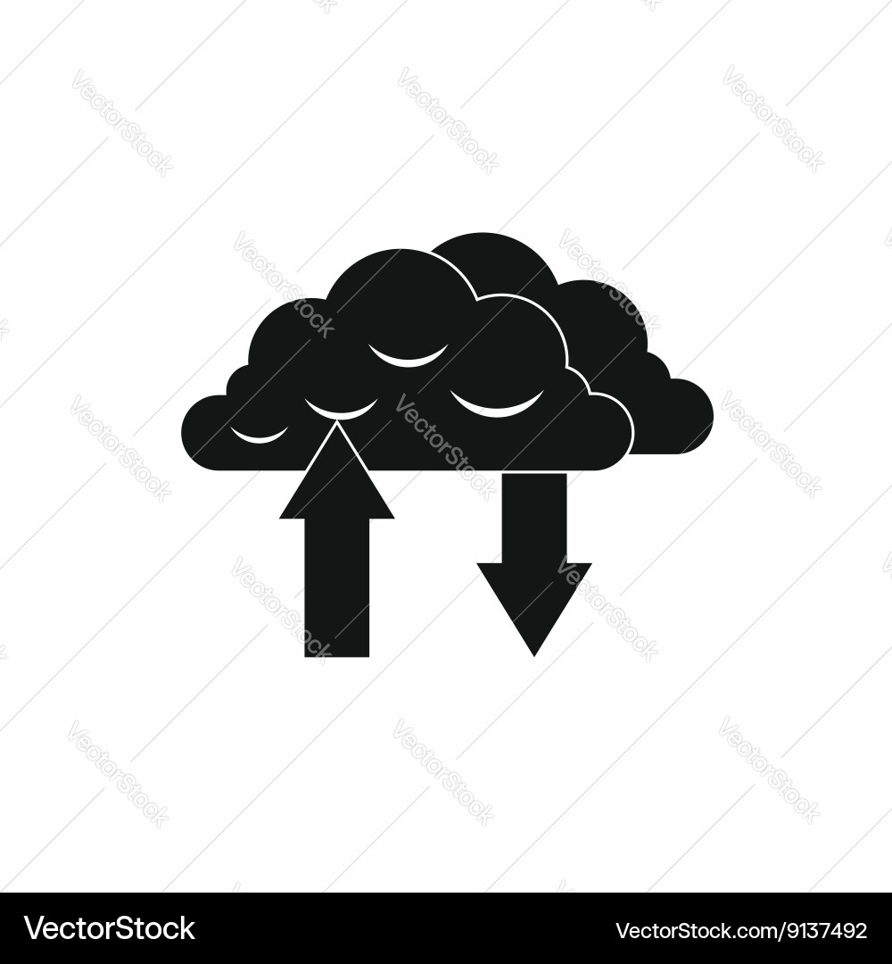 Clouds with arrows icon in simple style Vector Image