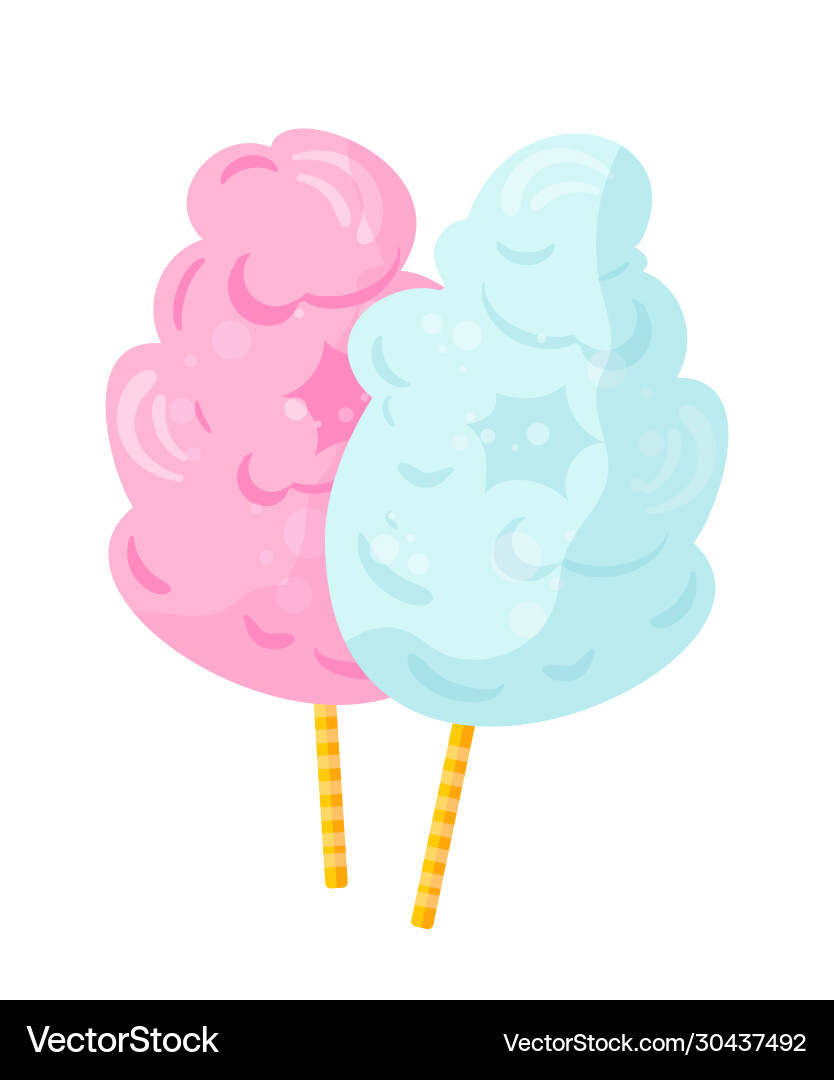 Fluffy cotton candy flat Royalty Free Vector Image