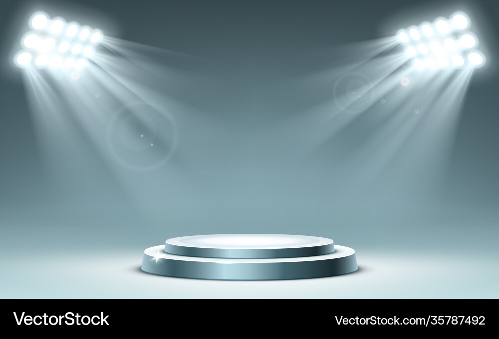 Round podium illuminated spotlighs vector image