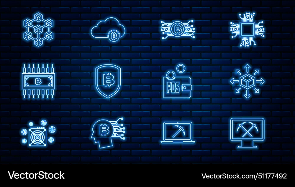 Set line mining with monitor and pickaxe Set line mining with monitor and pickaxe vector image