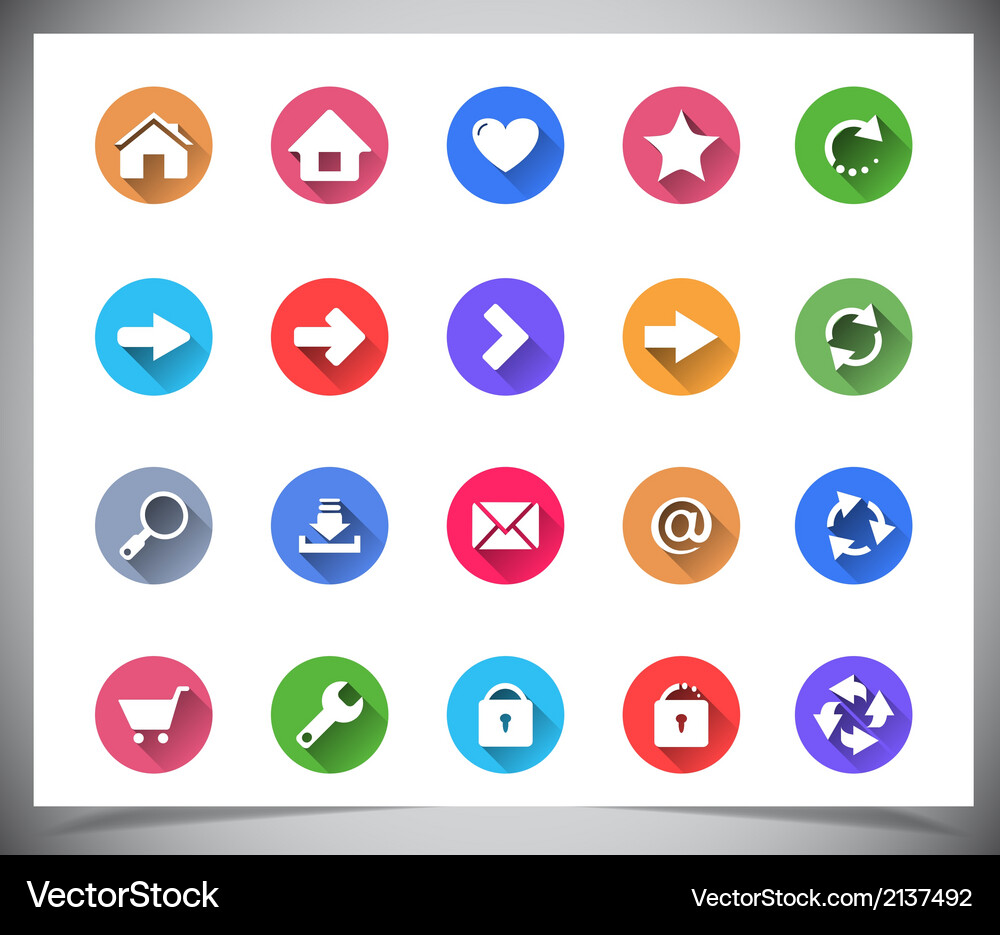 Set of flat color buttons Vector Image