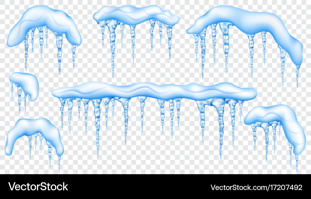 Translucent Snowdrifts mit blauen Icicles Vektorbild