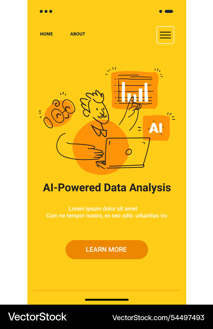Ai-powered data analysis concept with person using vector image