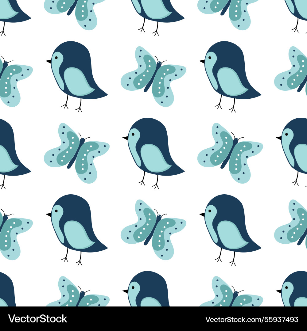 Bird and butterfly pattern Bird and butterfly pattern vector image