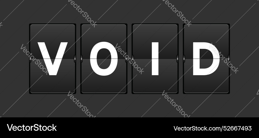 Black color analog flip board with word void Black color analog flip board with word void vector image