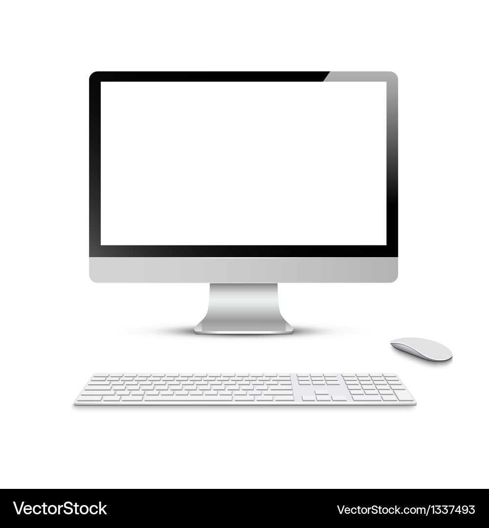 Computer Monitor with Keyboard vector image