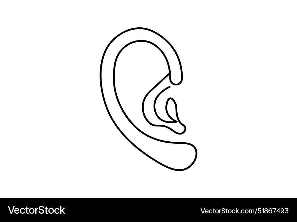 Ear continuous one line drawing of outline Vector Image