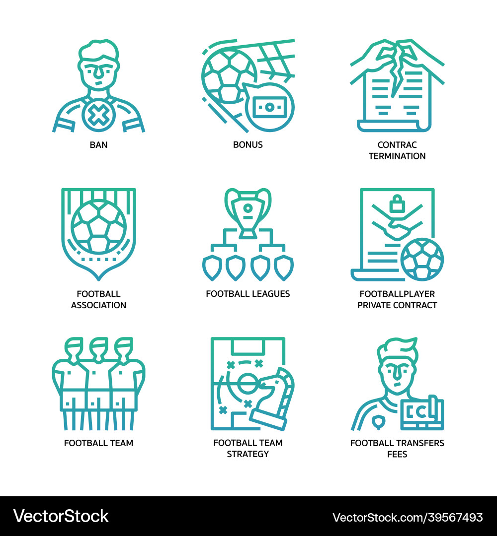 Football transfers icons set Vector Image
