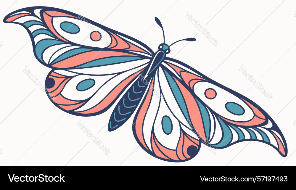 Intricate butterfly with flowing patterns art Vector Image