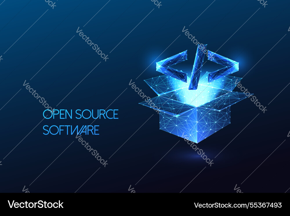 Open source software concept with glowing code Open source software concept with glowing code vector image