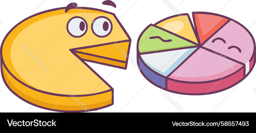 Pie Chart Characters Seek Missing Slice Vector Image