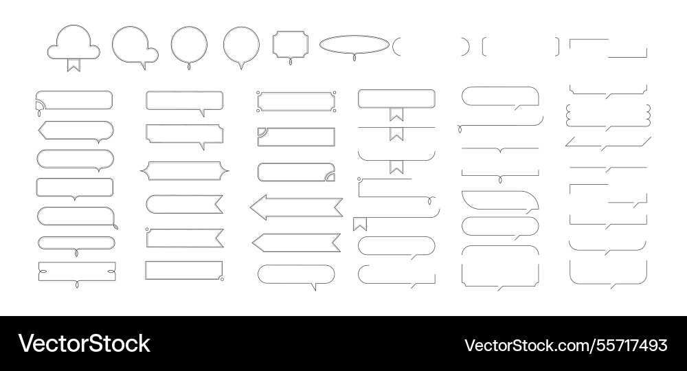 Set of simple frames it is a line frame Set of simple frames it is a line frame Vector Image