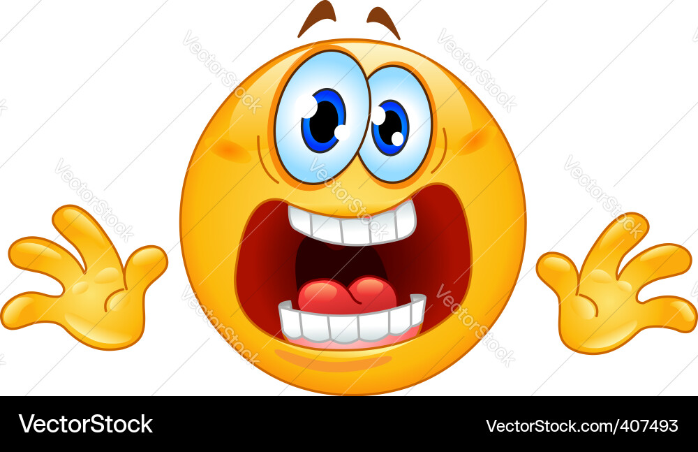 Terrifiziertes Gesicht Emoticon Vektorbild