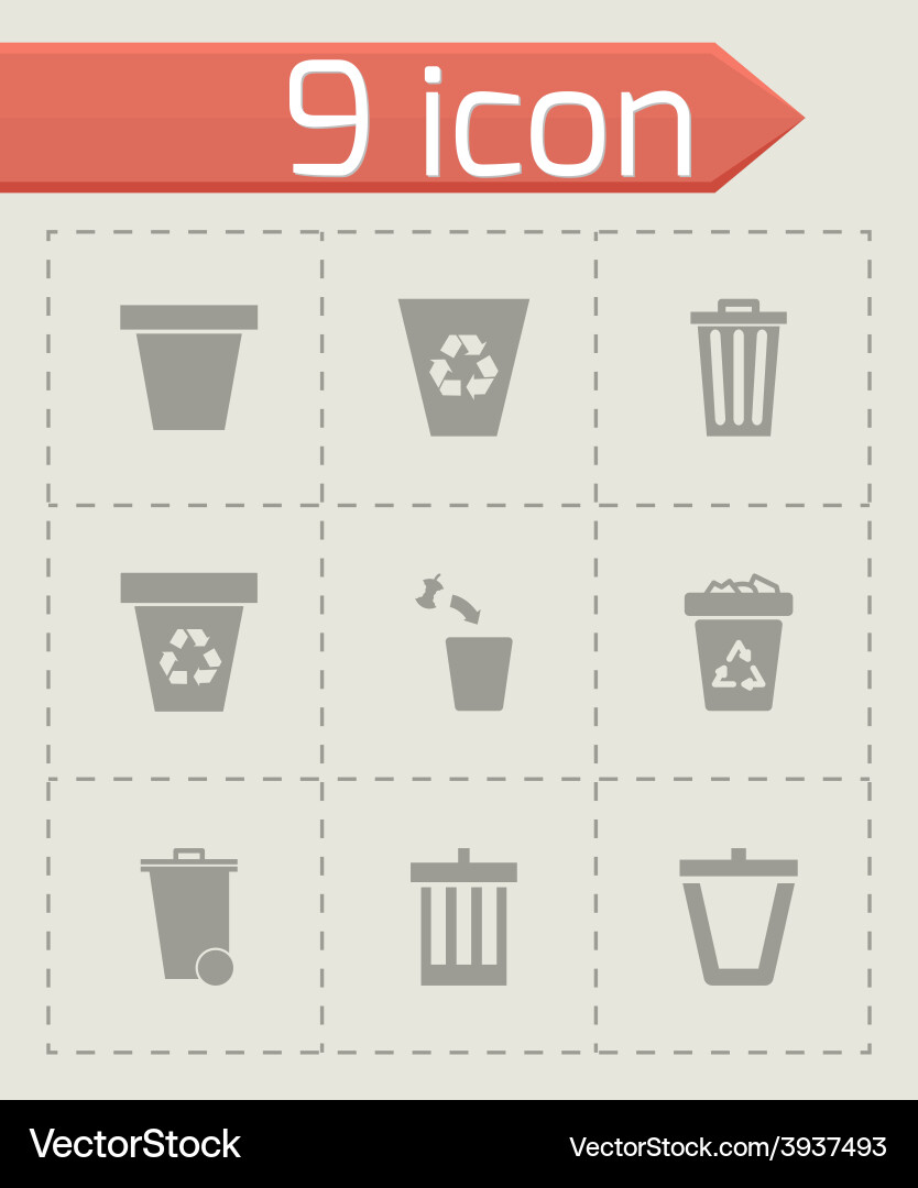 Trash can icon set Vector Image