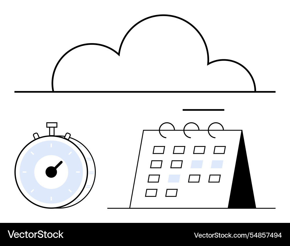 Cloud technology with timer and calendar Cloud technology with timer and calendar Vector Image