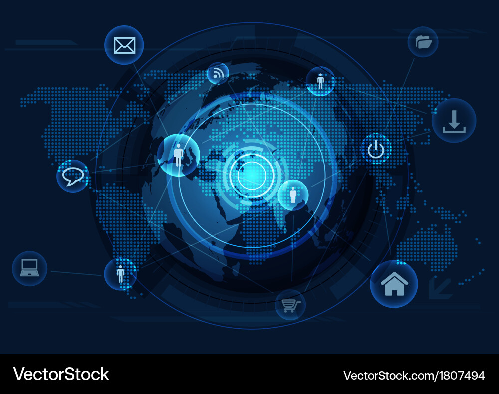 Communication in global computer networks vector image