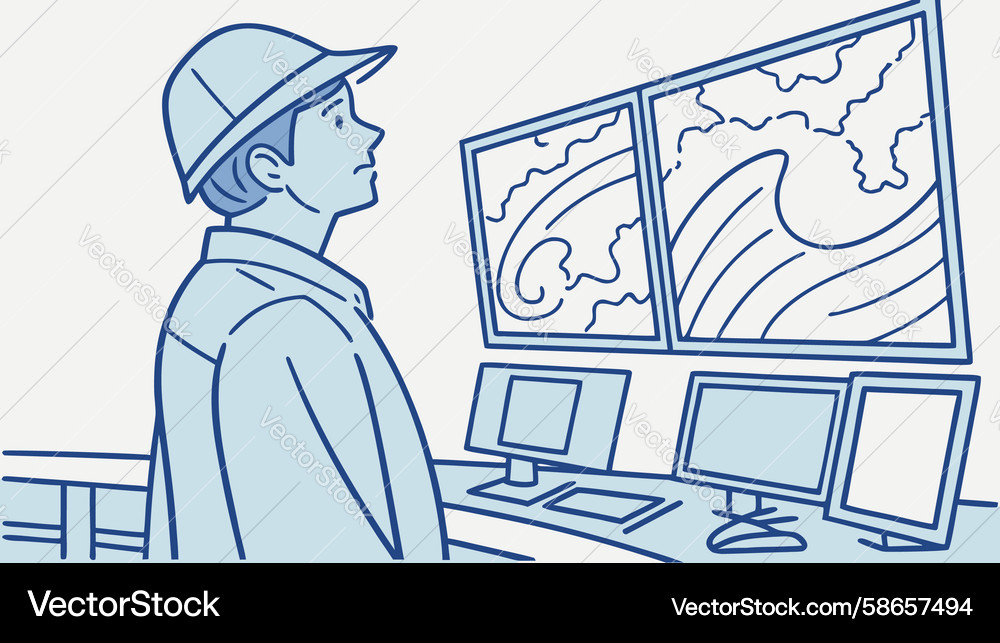 Control Room Engineer Data Analysis Vector Image