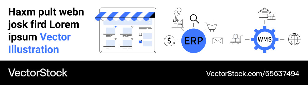 Digital supply chain process with erp and wms Digital supply chain process with erp and wms vector image