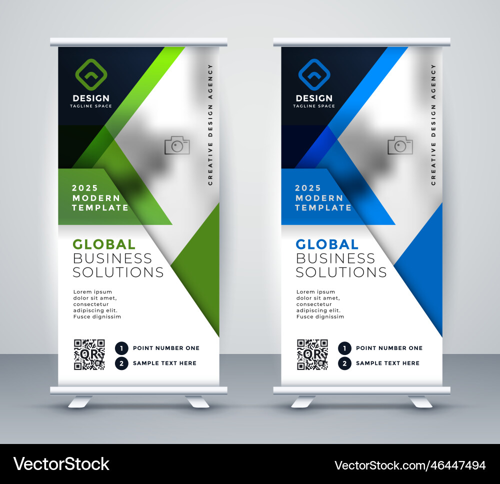 Geometric Roll-Up Banner Stand Vector Image