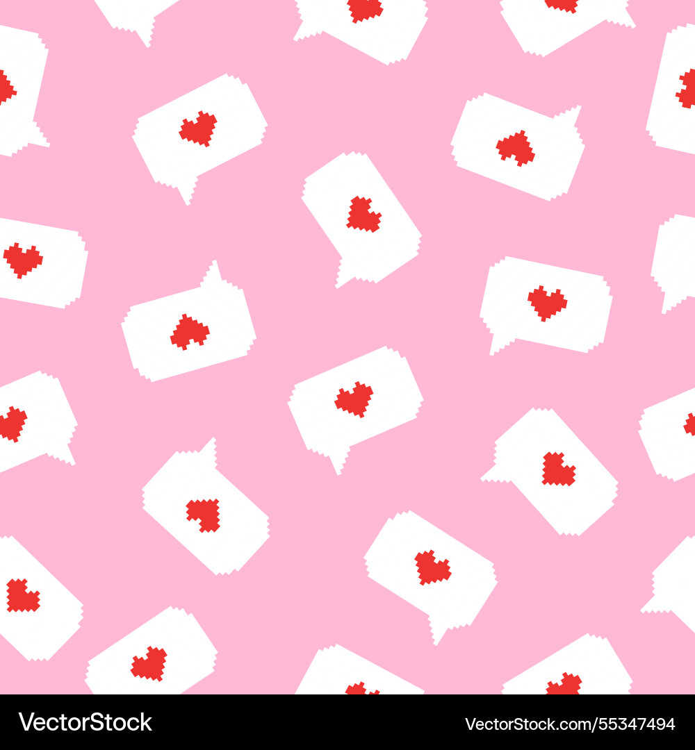 Pixelated seamless pattern with a message bubble Vector Image