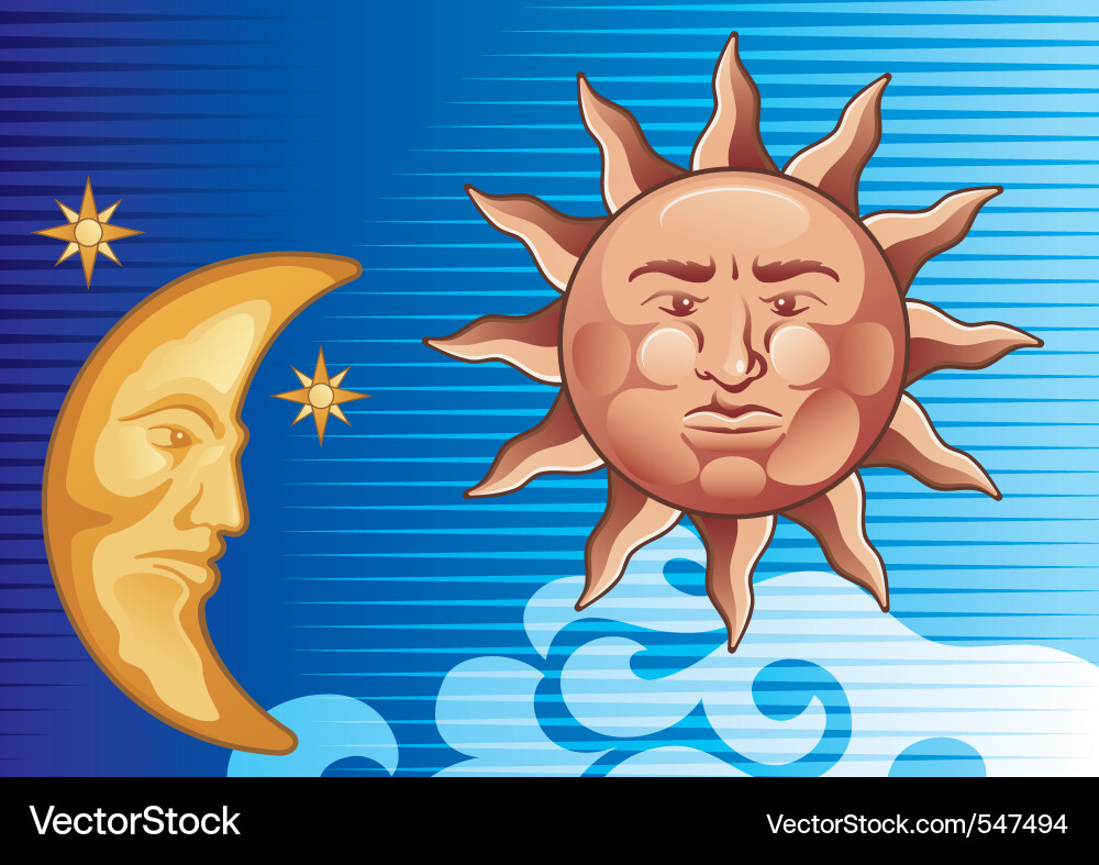 Sun and moon vector image