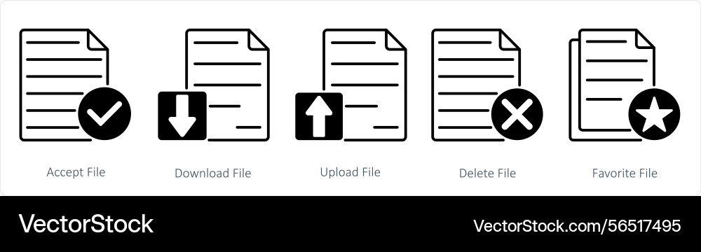 A set of 5 files icons as accept file download Vector Image