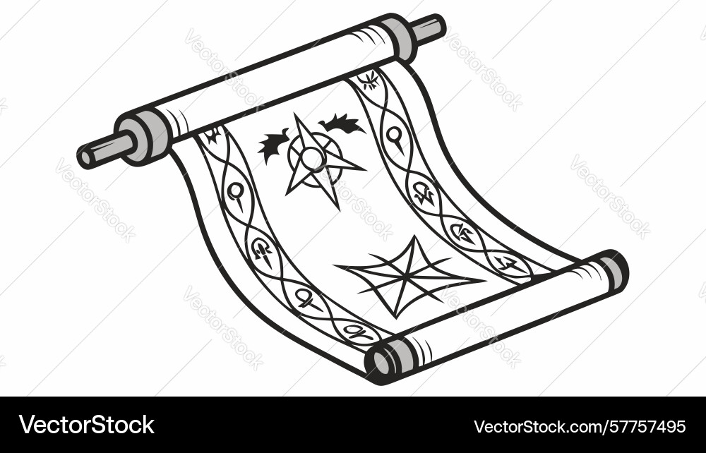 Ancient scroll with spiderweb mysterious old vector image