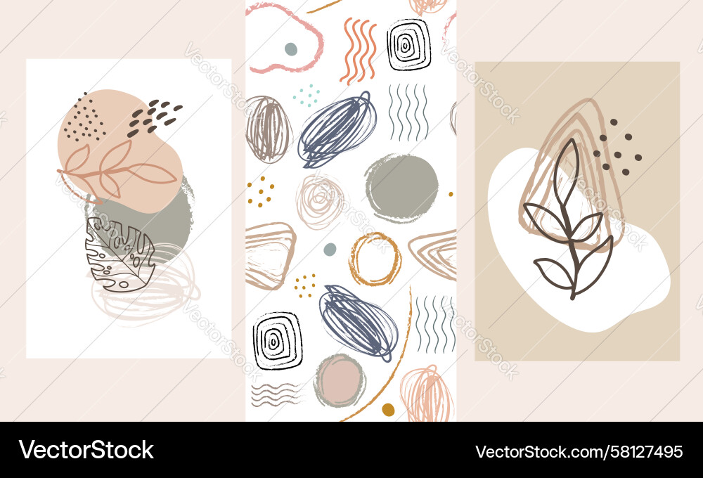 Boho Abstract Pattern Set Vector Image