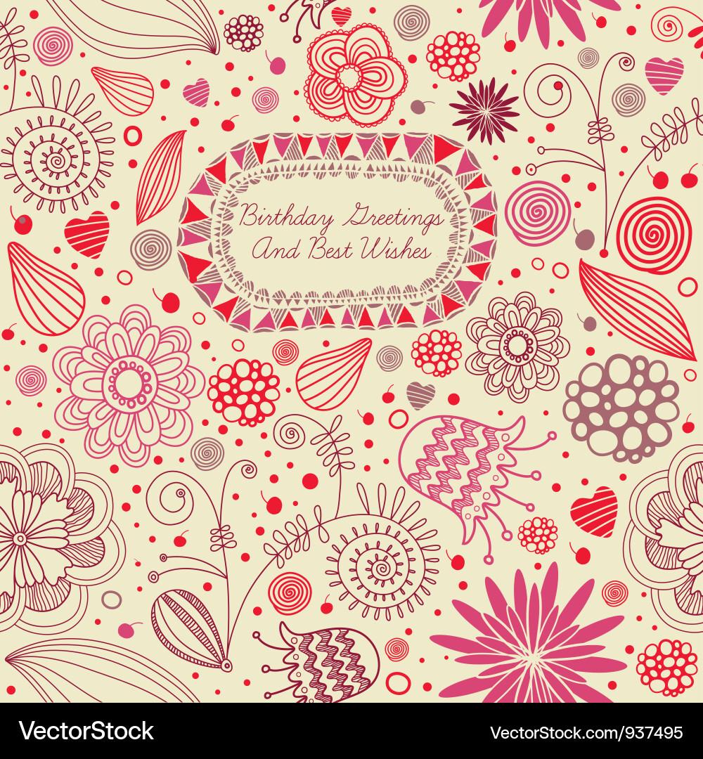 Floral Birthday Pattern Vector Image