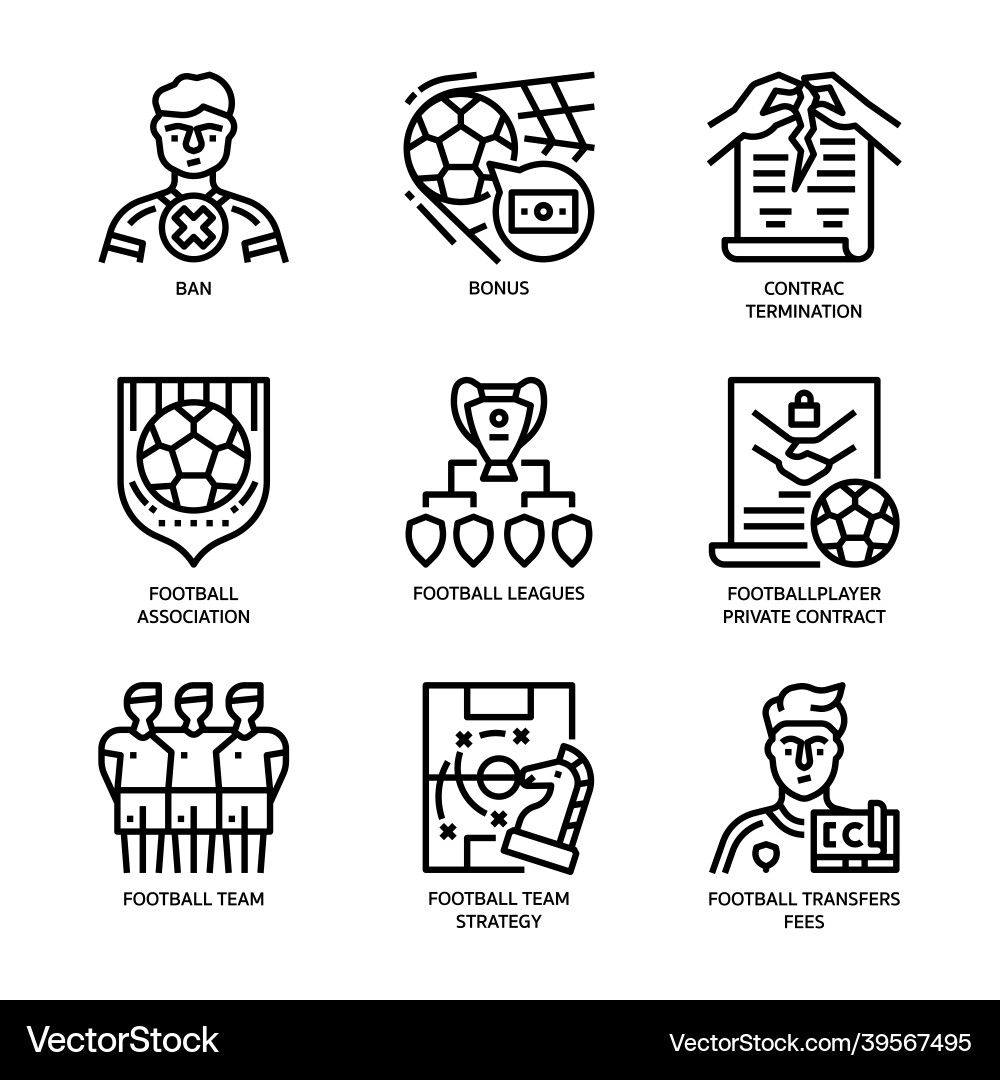 Football transfers icons set Vector Image