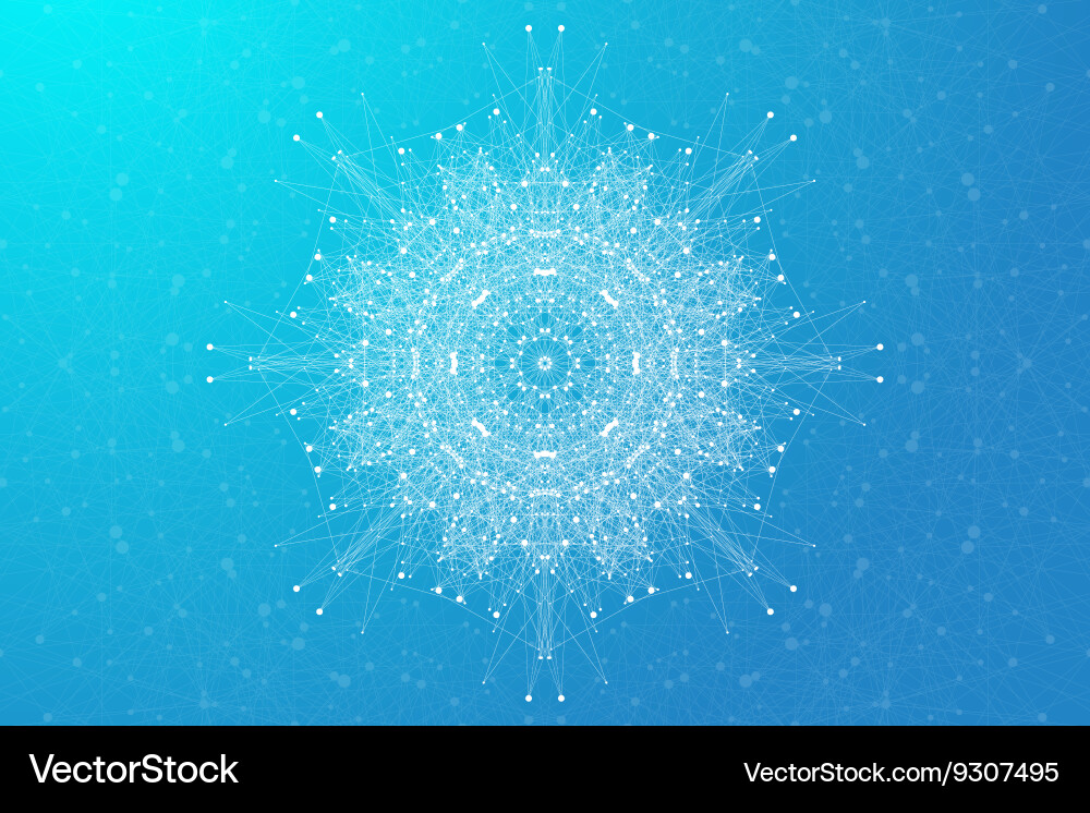 Geometric abstract molecule with connected line vector image
