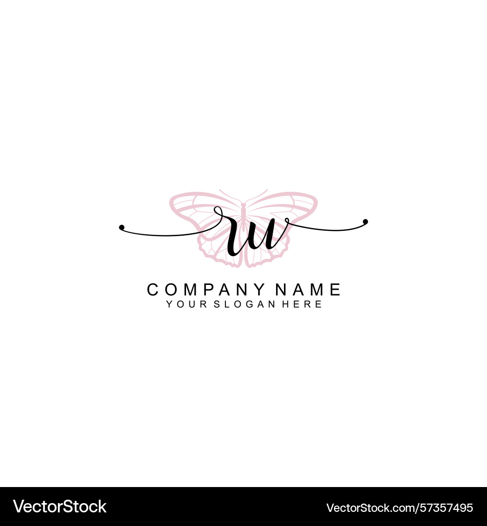 Minimalist handwritten ru initial logos with soft Vector Image