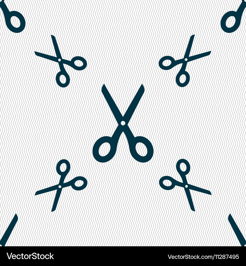 Scissors icon sign seamless pattern with geometric Vector Image