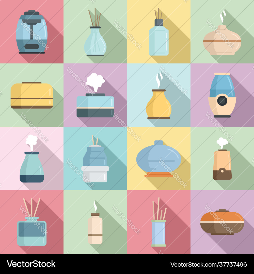Diffuser icons set flat style Diffuser icons set flat style vector image
