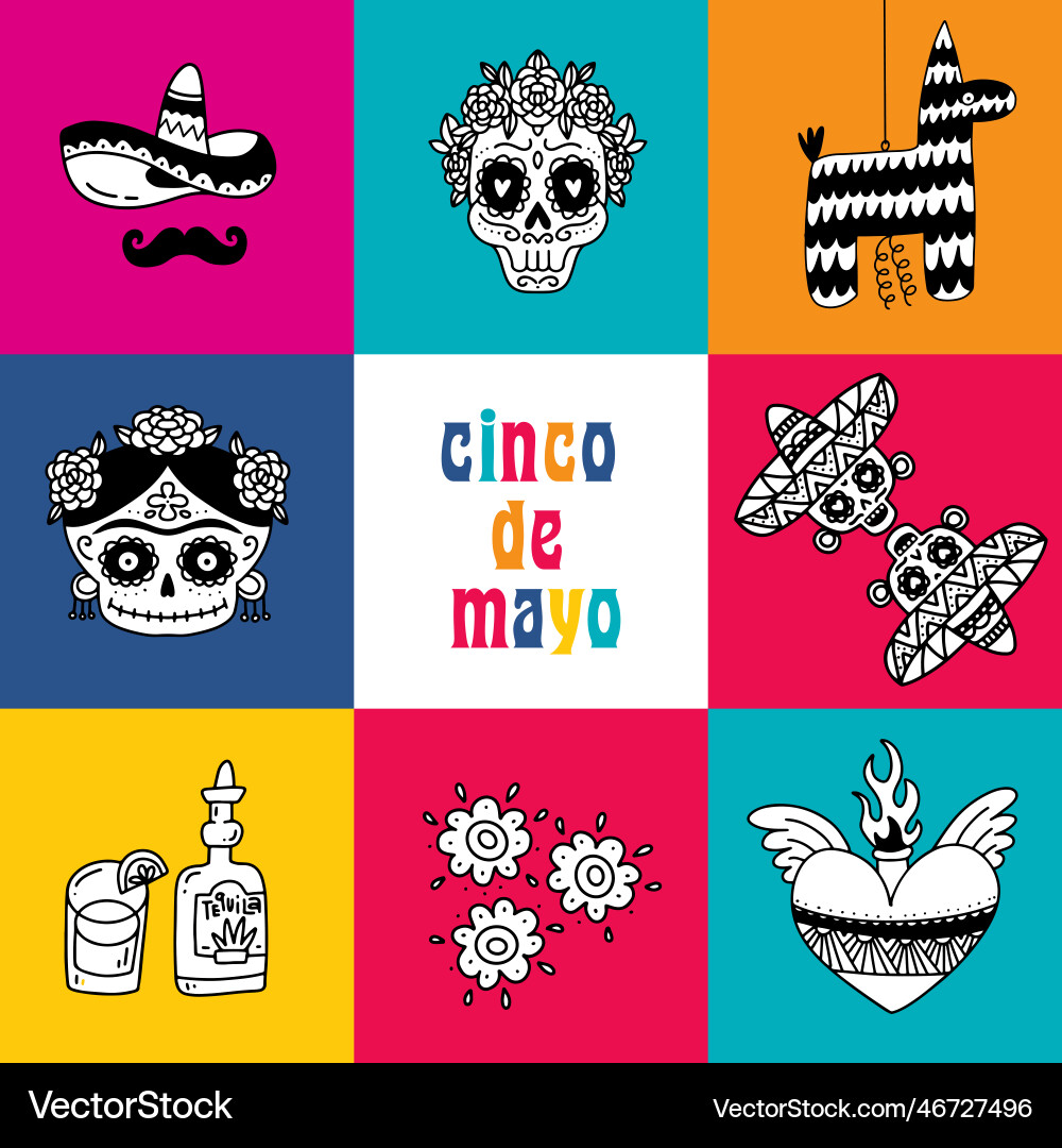 Greeting card or banner for cinco de mayo - may Greeting card or banner for cinco de mayo - may vector image