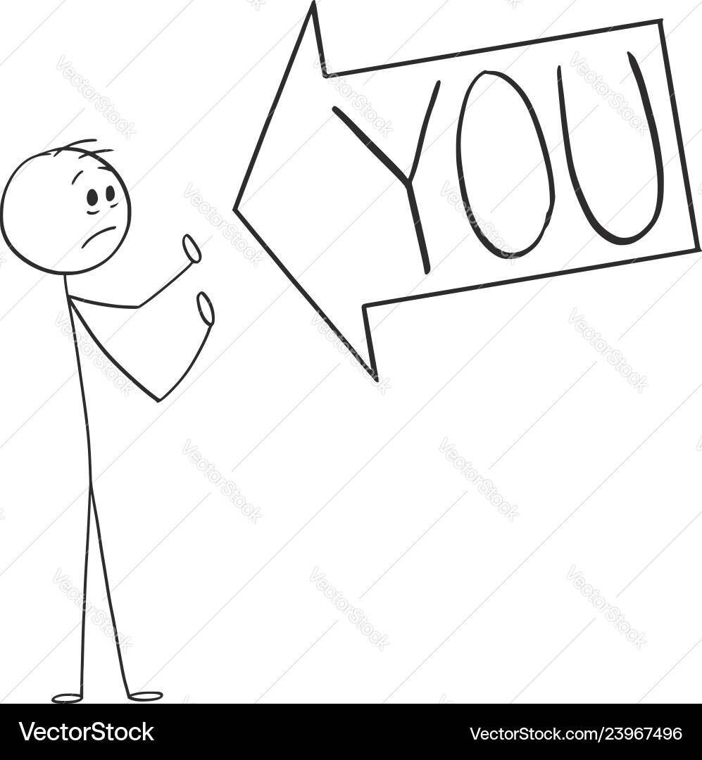 Man Pointed At by Arrow of Blame vector image