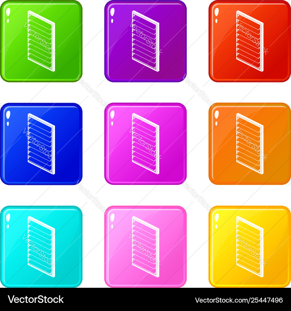 Rectangular window frame icons set 9 color Rectangular window frame icons set 9 color vector image