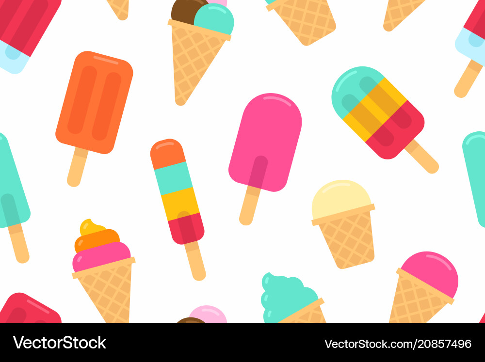 Seamless pattern with colorful different ice cream Seamless pattern with colorful different ice cream vector image