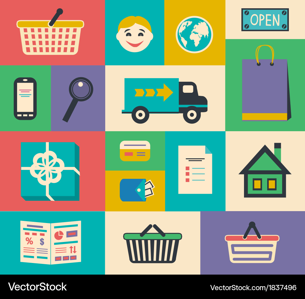 Set of e-commerce interface elements vector image