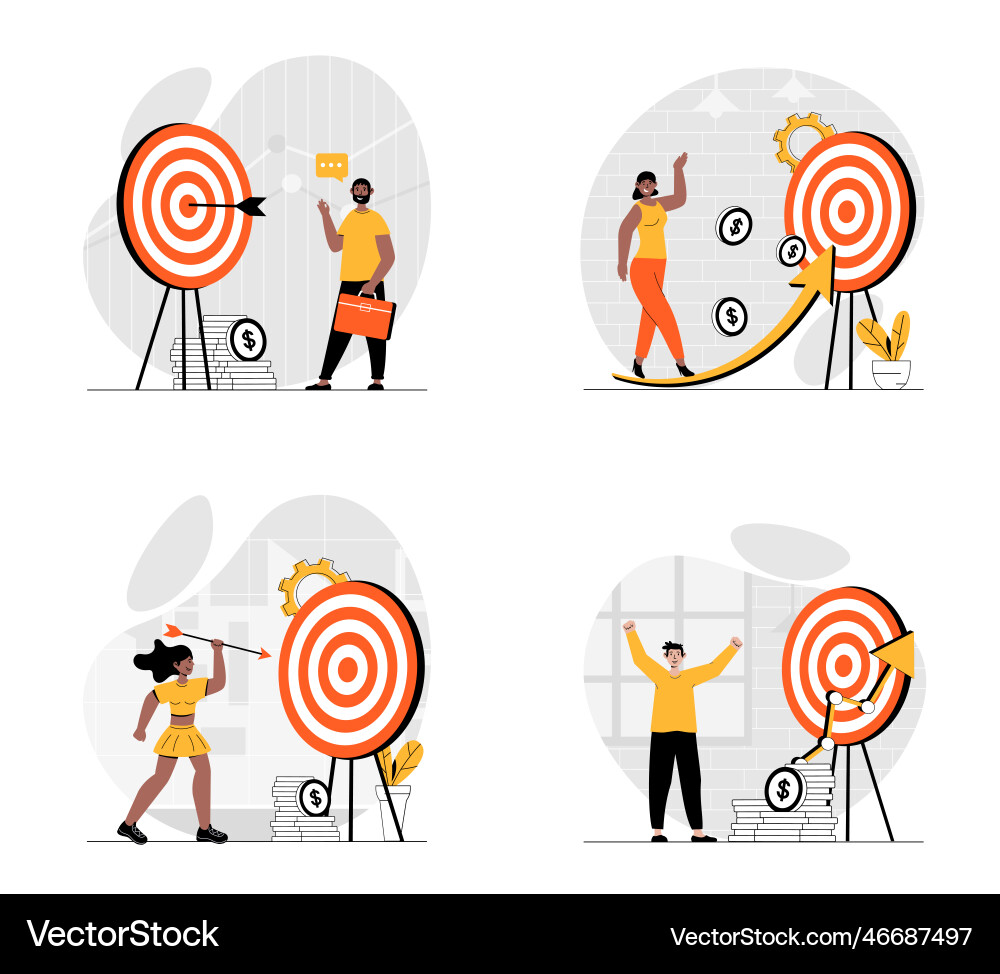Business target concept with character set Business target concept with character set vector image