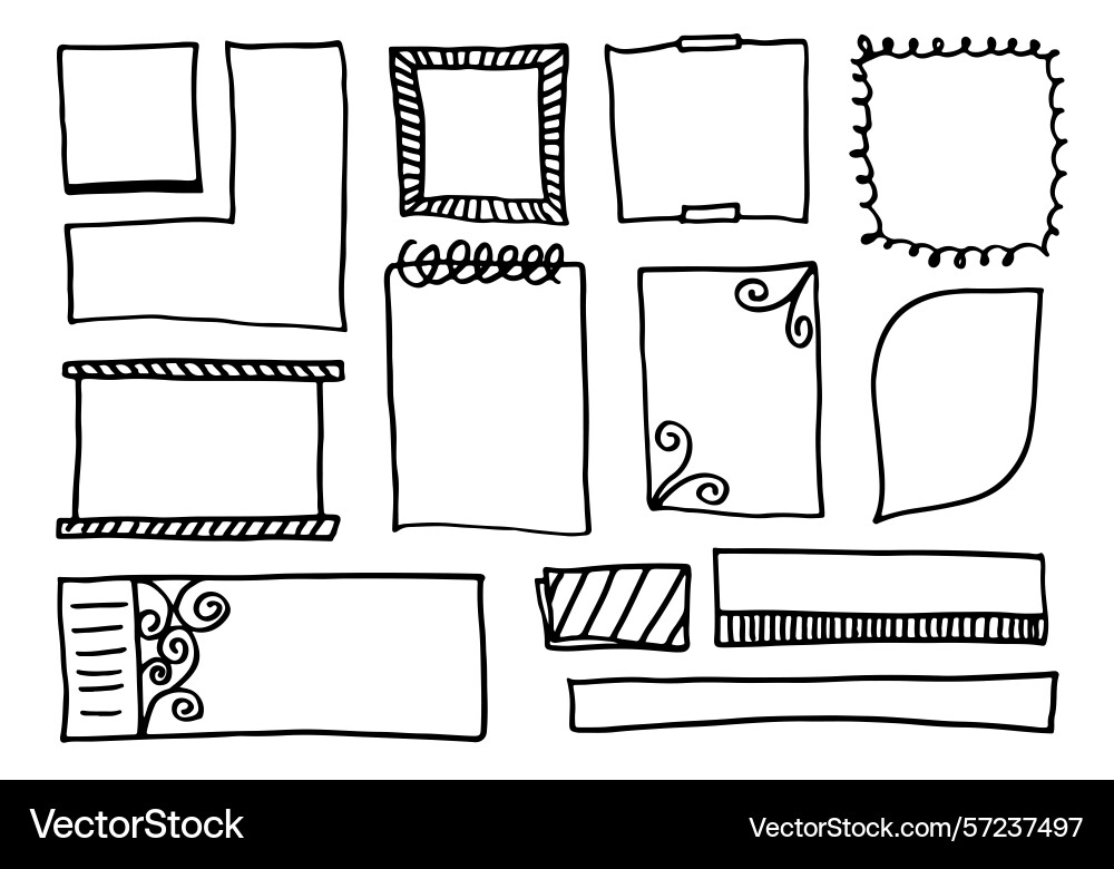 Frames doodle sketch square and different vector image