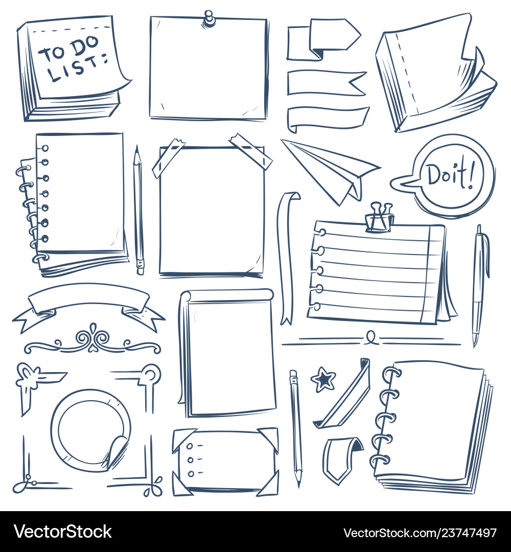 Girly Notebook Sketch Elements vector image