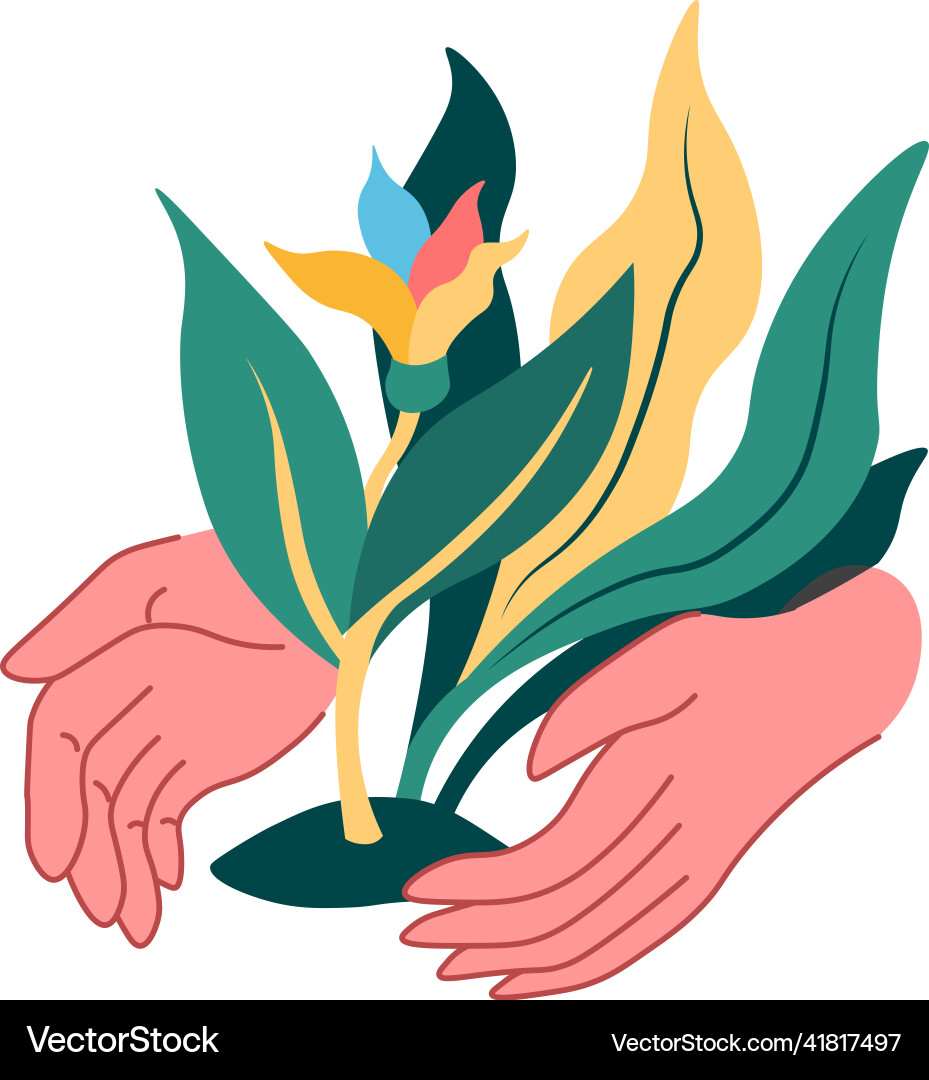 Growing flowers protection of nature and ecology Growing flowers protection of nature and ecology vector image