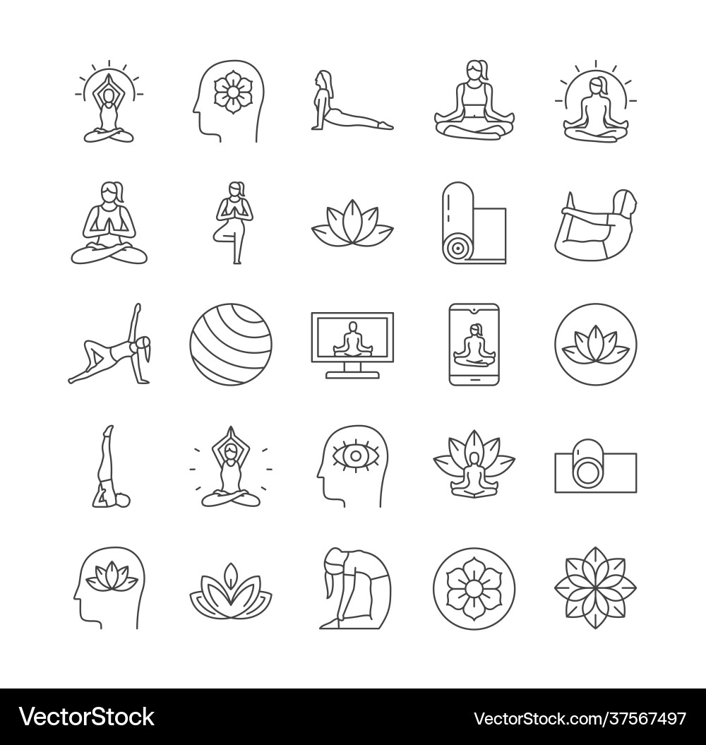 Meditation & Yoga Icons vector image