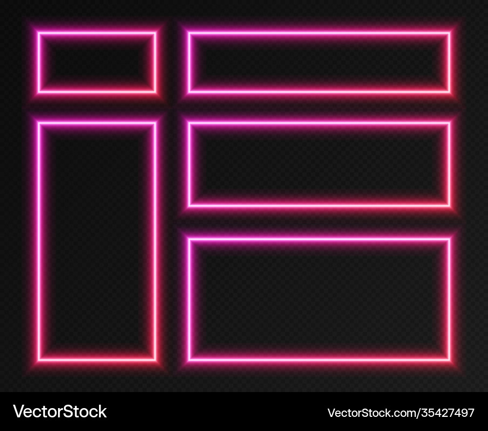 Neon gradient rectangular frames set collection Neon gradient rectangular frames set collection vector image