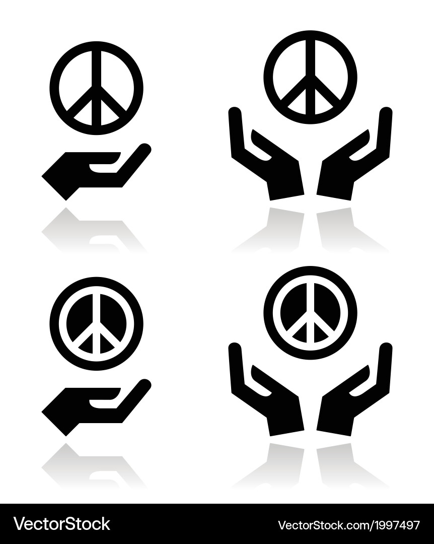 Peace Hands Icon Set Royalty Free Vector Image