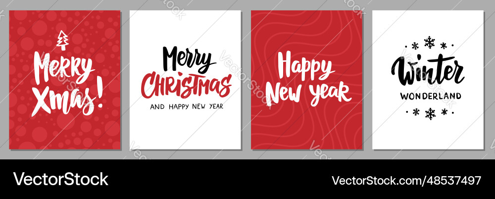 Set of christmas and new year greeting cards hand vector image